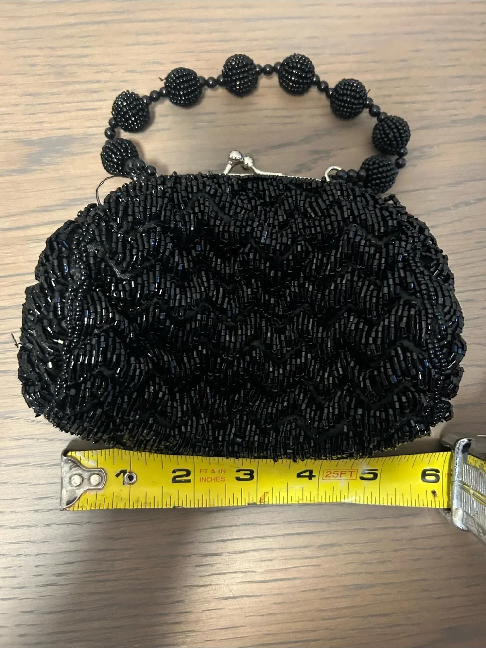 Beaded Black Evening Clutch Handbag